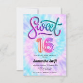 Tie Dye Sweet Zestien uitnodigingen (Voorkant)