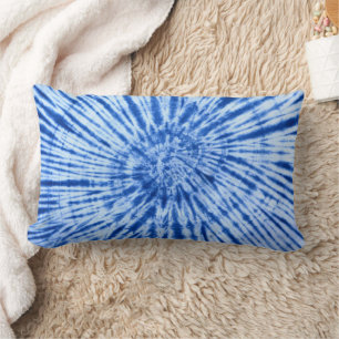 Tie Dye Swirl Blue Print Lumbar Pillow Kussen