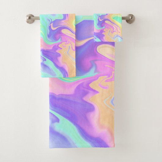 Tie Dye Swirl Marble Retro Groovy Bad Handdoek (Insitu)