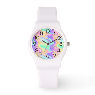 Tie Dye Swirl Marble Retro Groovy Horloge