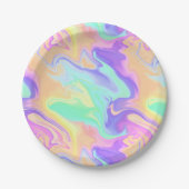 Tie Dye Swirl Marble Retro Groovy Papieren Bordje (Voorkant)