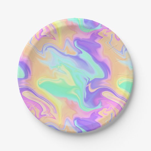 Tie Dye Swirl Marble Retro Groovy Papieren Bordje (Voorkant)