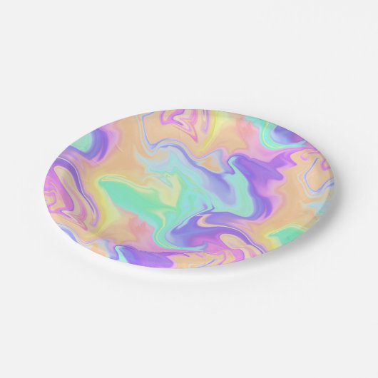 Tie Dye Swirl Marble Retro Groovy Papieren Bordje (Gekanteld)