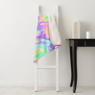 Tie Dye Swirl Marble Retro Groovy Sherpa Deken