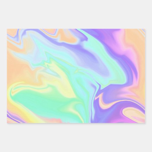 Tie Dye Swirl Pastel Groovy Inpakpapier Vel (Voorkant 3)