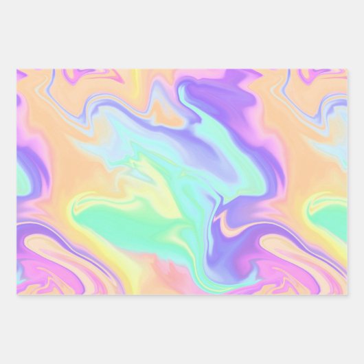 Tie Dye Swirl Pastel Groovy Inpakpapier Vel (Voorkant)