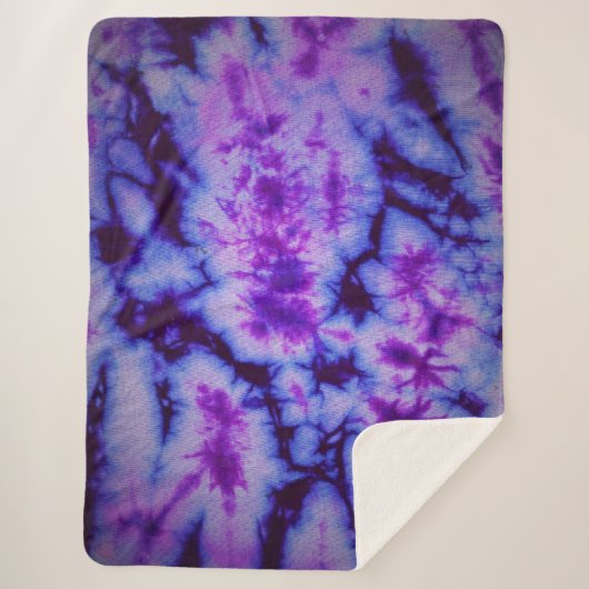 Tie Dye tinten van Paarse & Blauw Sherpa Deken (Voorkant)