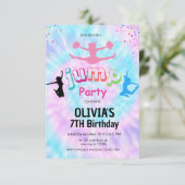 Tie Dye Trampoline Park Verjaardagsuitnodiging Kaart (Staand voorkant)