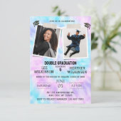 Tie Dye Twins Afstuderen uitnodigingen (Staand voorkant)