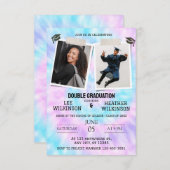 Tie Dye Twins Invitations de diplôme (Devant / Derrière)