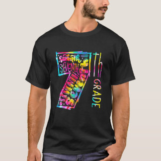 Tie Dye Typografie 7e graad student Terug T-shirt