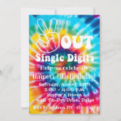 Tie Dye Uitnodiging 10e Verjaardag Peace Out (Voorkant)
