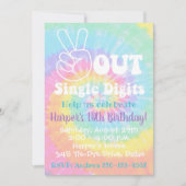 Tie Dye Uitnodiging 10e verjaardag Vrede uit (Voorkant)