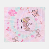 Tie Dye Unicorn Coquette Bow Fleece Deken (Voorkant (Horizontaal))