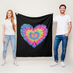Tie Dye Valentijns Kleurrijke Harten Dag Fleece Deken