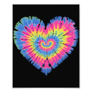 Tie Dye Valentijns Kleurrijke Harten Dag Foto Afdruk