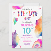 Tie Dye Verjaardagsfeest Bright Tie Dye Hippy Part Kaart (Voorkant)
