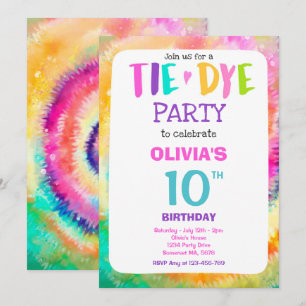 Tie Dye Verjaardagsfeest Bright Tie Dye Hippy Part Kaart