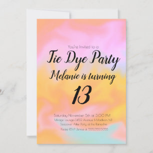 Tie Dye Verjaardagsfeest Kleurrijk Roze Oranje Kaart