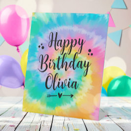 Tie Dye Verjaardagsfeestteken Pedestal Reclamebord Met Voetstuk