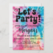 Tie Dye Verjaardagsfeestuitnodiging Kaart (Voorkant)