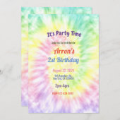 Tie Dye Verjaardagsfeestuitnodiging Kaart (Voorkant / Achterkant)