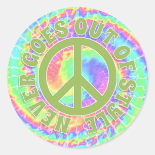 Tie dye Vrede gaat nooit uit de mode op Ronde Sticker