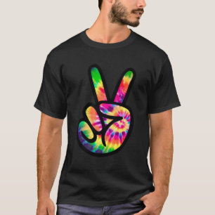 Tie Dye Vredesteken Retro Kostuum Idee Vrede En Lo T-shirt