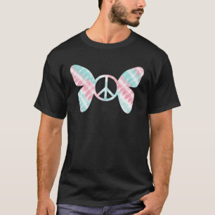 Tie Dye Vredesteken Symbool Vlinder Retro 60s 70s T-shirt