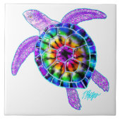 Tie Dye Zee Turtle Tile Tegeltje (Voorkant)