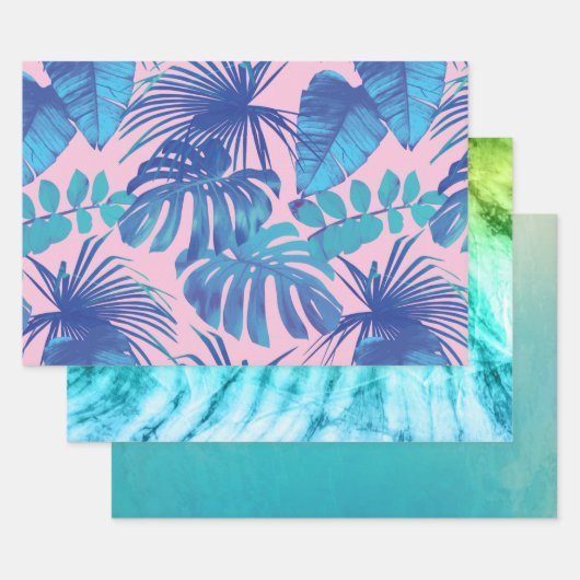 Tie-kleurstof, verloopblauw en kleurrijke handpalm inpakpapier vel (Set)