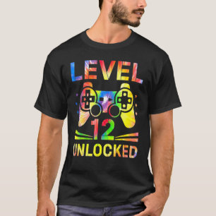 Tie-kleurstofniveau 12 onvergrendelde gamer 12 jaa t-shirt