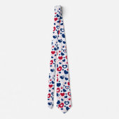 Tied cravate à grands cœurs rouges et bleus (Dos)