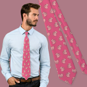 Tied cravate à motif de dessin animé éléphant rose
