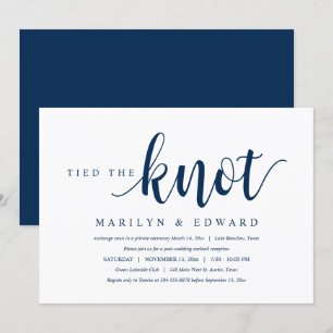 Tied the knot, Modern Post Wedding Elopement Invi Kaart