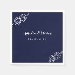 Tied The Knot Nautical Rope White & Navy Wedding Servet
