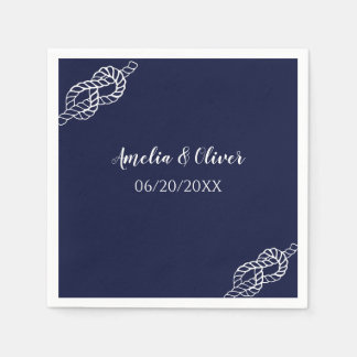 Tied The Knot Nautical Rope White & Navy Wedding Servet