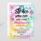 TieDye bowling grève fille invitation d'anniversai (Devant / Derrière)