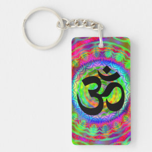 Tiedye doelwit met Om-symbool Sleutelhanger