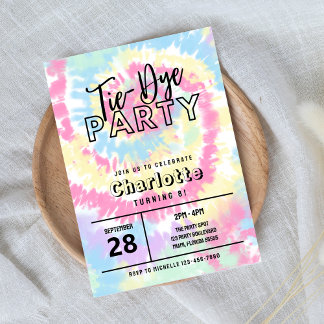 Tiedye-feest met Retro Pastelkleuren Kaart