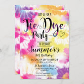 Tiedye-feest uitnodiging Hippy Tiedye (Voorkant / Achterkant)