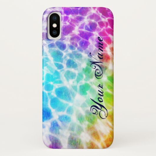 Tiedye Hippie Wavy Rainbow Effect Personalized Case-Mate iPhone Case (Achterkant)