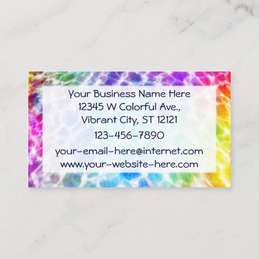 Tiedye Hippie Wavy Rainbow-effect Visitekaartje (Achterkant)