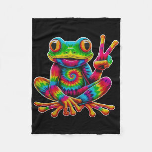 Tiedye Kikker Vredesteken Hippie Kerstmis Kikker Fleece Deken