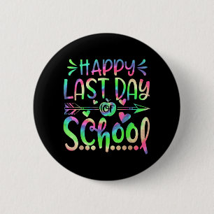 Tiedye op de laatste schooldag voor leerlingen en ronde button 5,7 cm