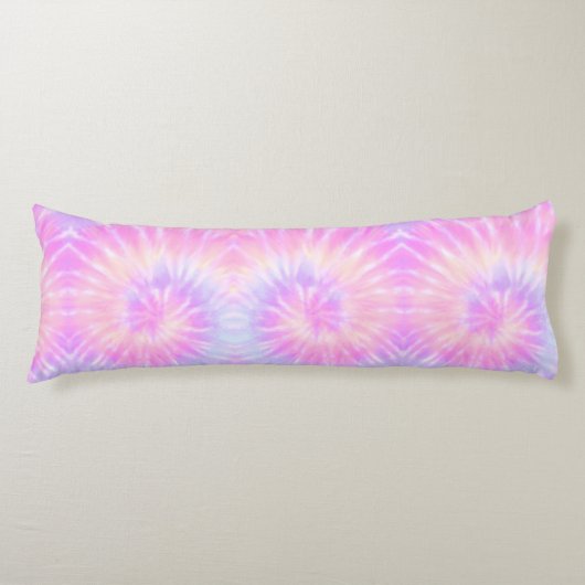 Tiedye Pastel Rainbow Spiral Hippie Tie Dye Lichaamskussen (Voorkant)