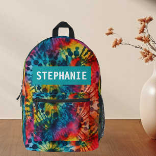 Tiedye Patroon Kleurrijk Gepersonaliseerd Bedrukte Rugzak