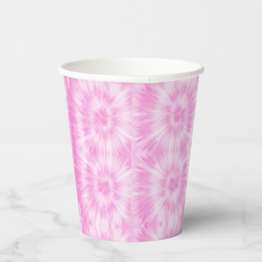 Tiedye Pink Spiral Hippie Tie Dye Papieren Bekers (Rechts)