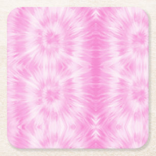 Tiedye Pink Spiral Hippie Tie Dye Vierkante Kartonnen Onderzetter