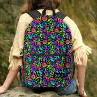 Tiedye Retro Hippie Bloem Patroon Aangepast Monogr